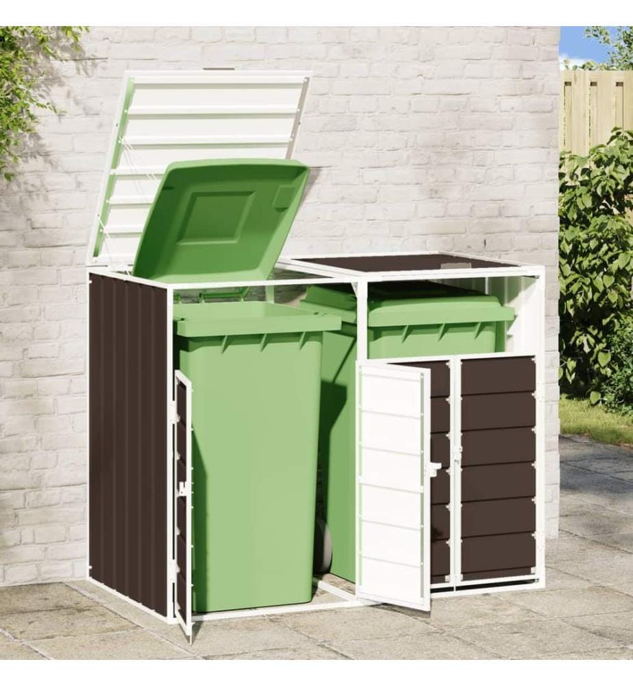 Mülltonnenbox für 2 Tonnen Braun 144x81x113 cm Stahl