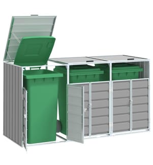 Mülltonnenbox für 3 Tonnen Grau 216x81x115 cm Stahl
