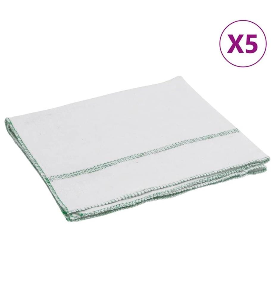 Reinigungstücher 5 Stk. Weiss mit Grünen Gestreift 50x60 cm