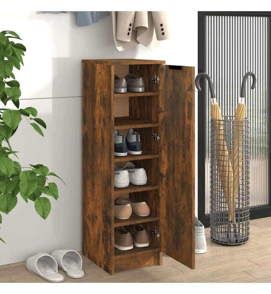 Schuhschrank Räuchereiche 30x35x100 cm Holzwerkstoff