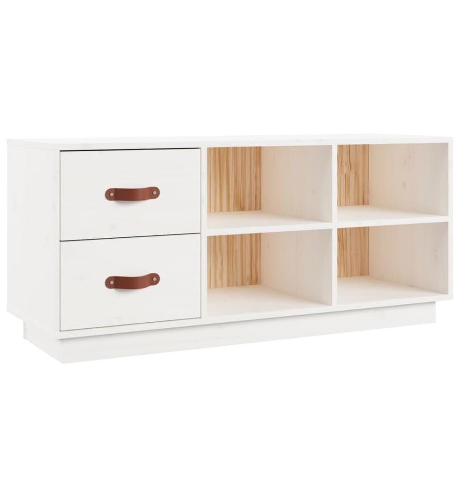 Schuhbank Weiss 100x34x45 cm Massivholz Kiefer