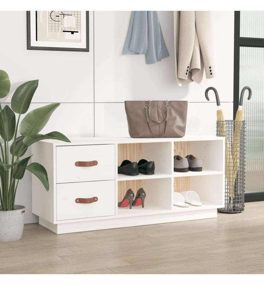 Schuhbank Weiss 100x34x45 cm Massivholz Kiefer