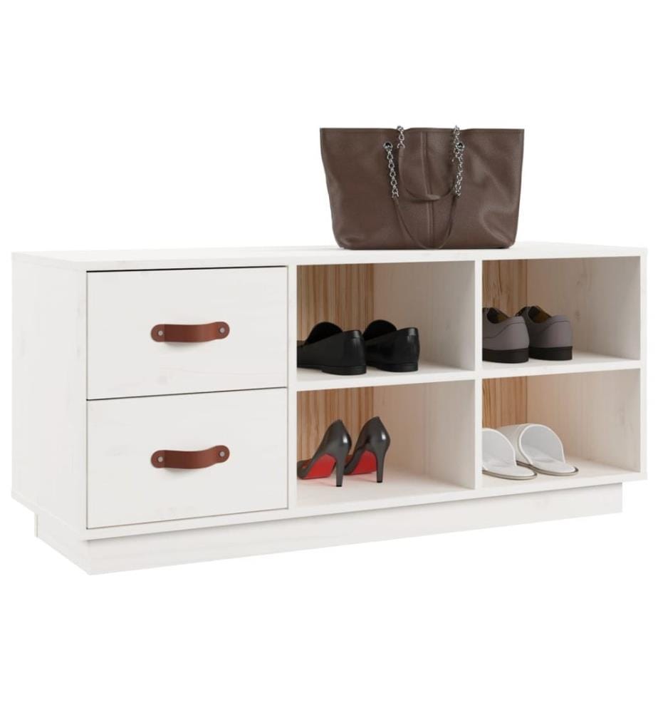 Schuhbank Weiss 100x34x45 cm Massivholz Kiefer
