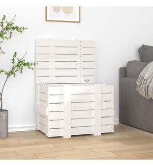 Truhe Weiss 58x40,5x42 cm Massivholz Kiefer