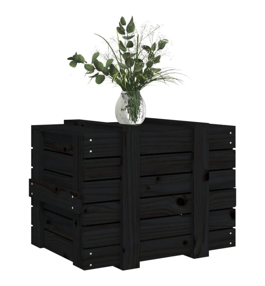 Truhe Schwarz 58x40,5x42 cm Massivholz Kiefer