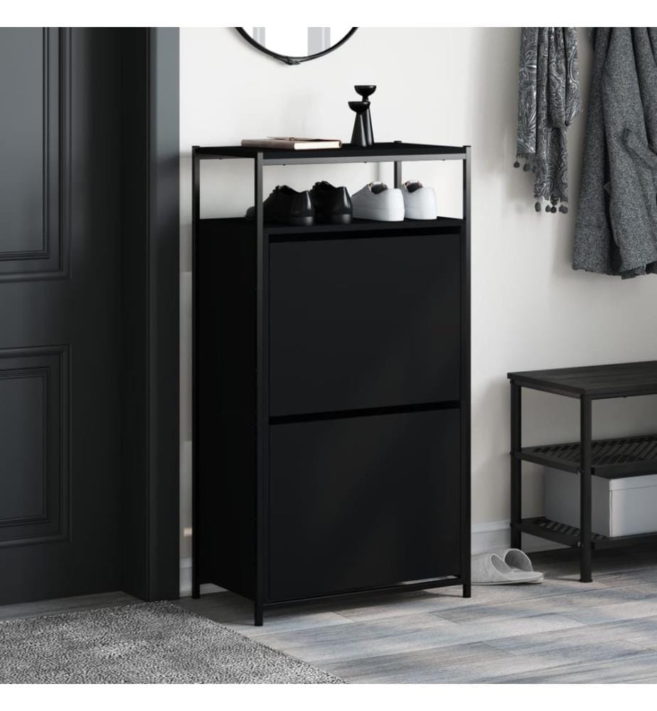 Schuhschrank Schwarz 60x34x112 cm Holzwerkstoff