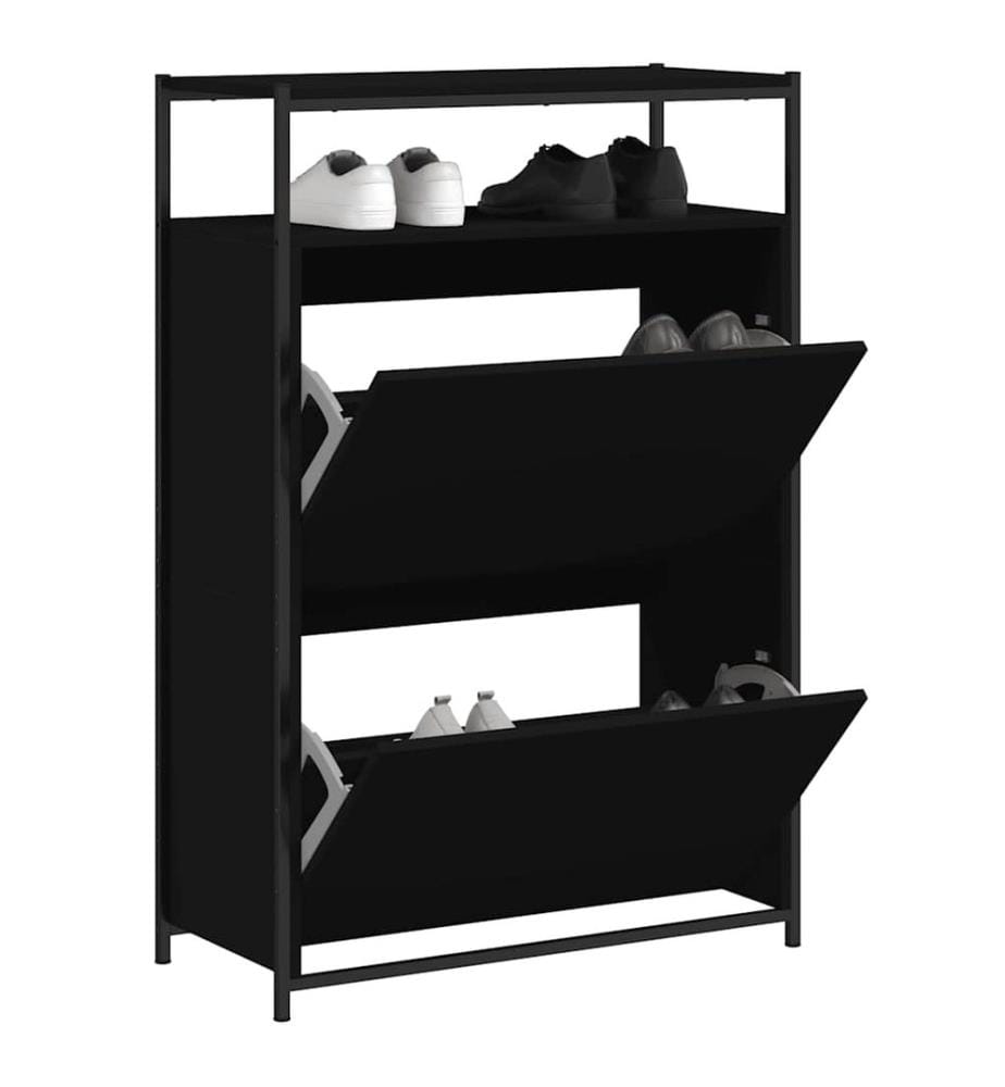 Schuhschrank Schwarz 75x34x112 cm Holzwerkstoff