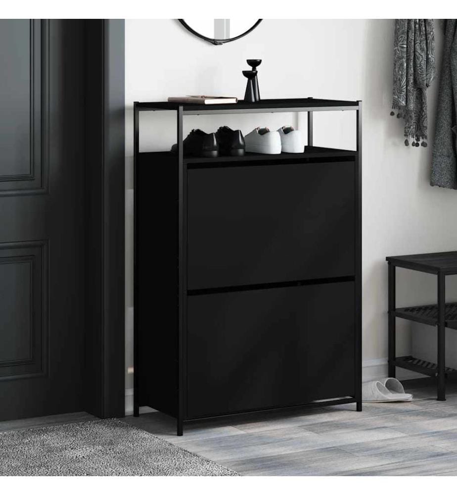 Schuhschrank Schwarz 75x34x112 cm Holzwerkstoff