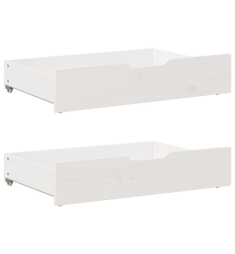 Bettschubladen 2 Stk. Weiss 80x55x17 cm Massivholz Kiefer