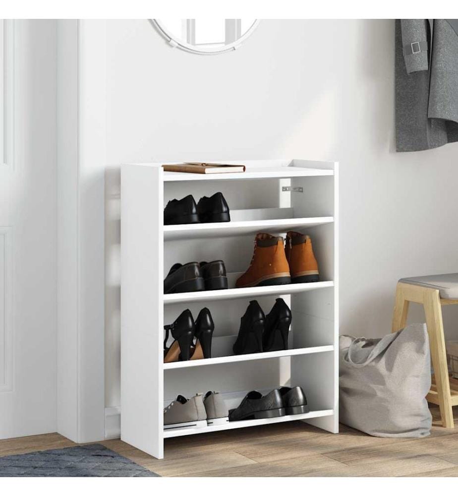 Schuhregal Weiss 60x25x81 cm Holzwerkstoff