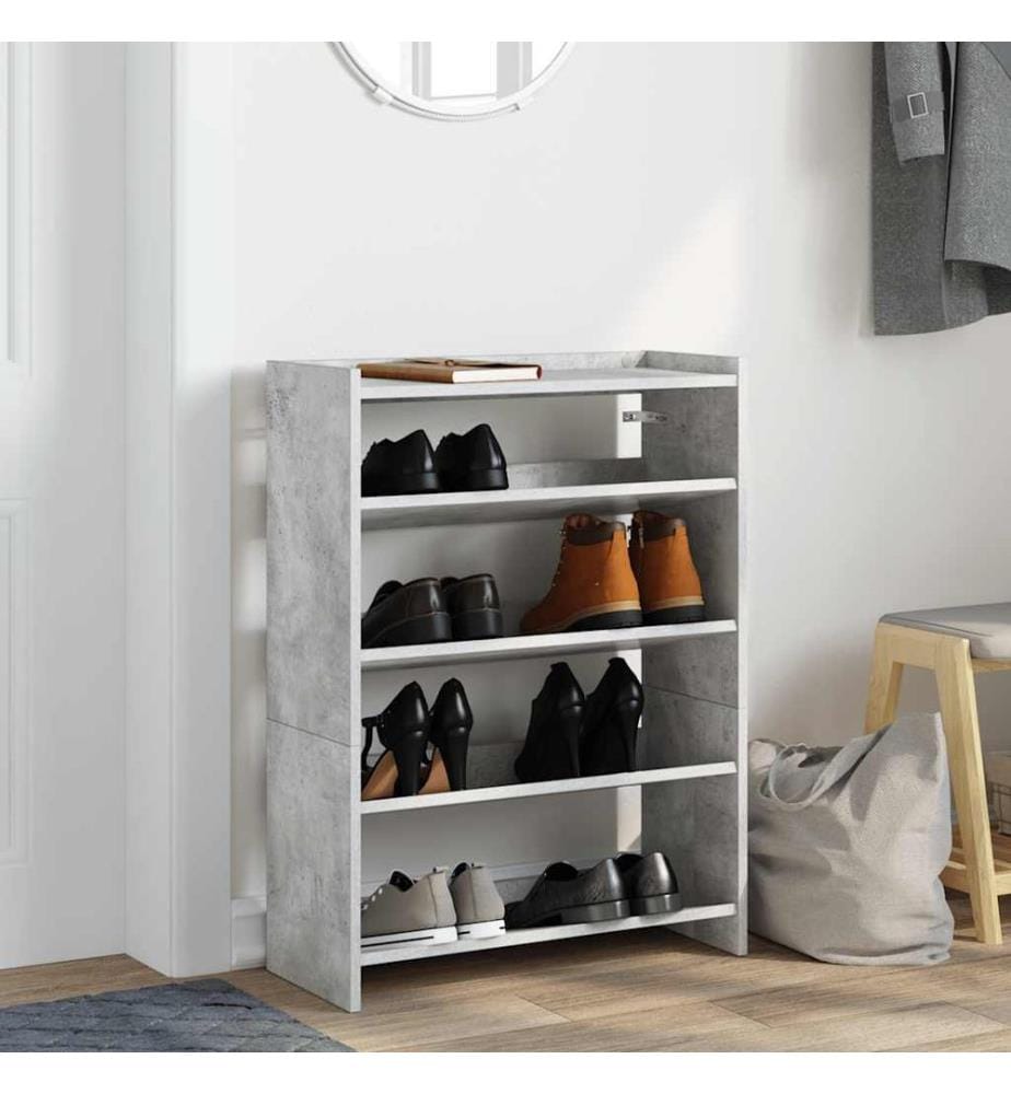 Schuhregal Betongrau 60x25x62 cm Holzwerkstoff
