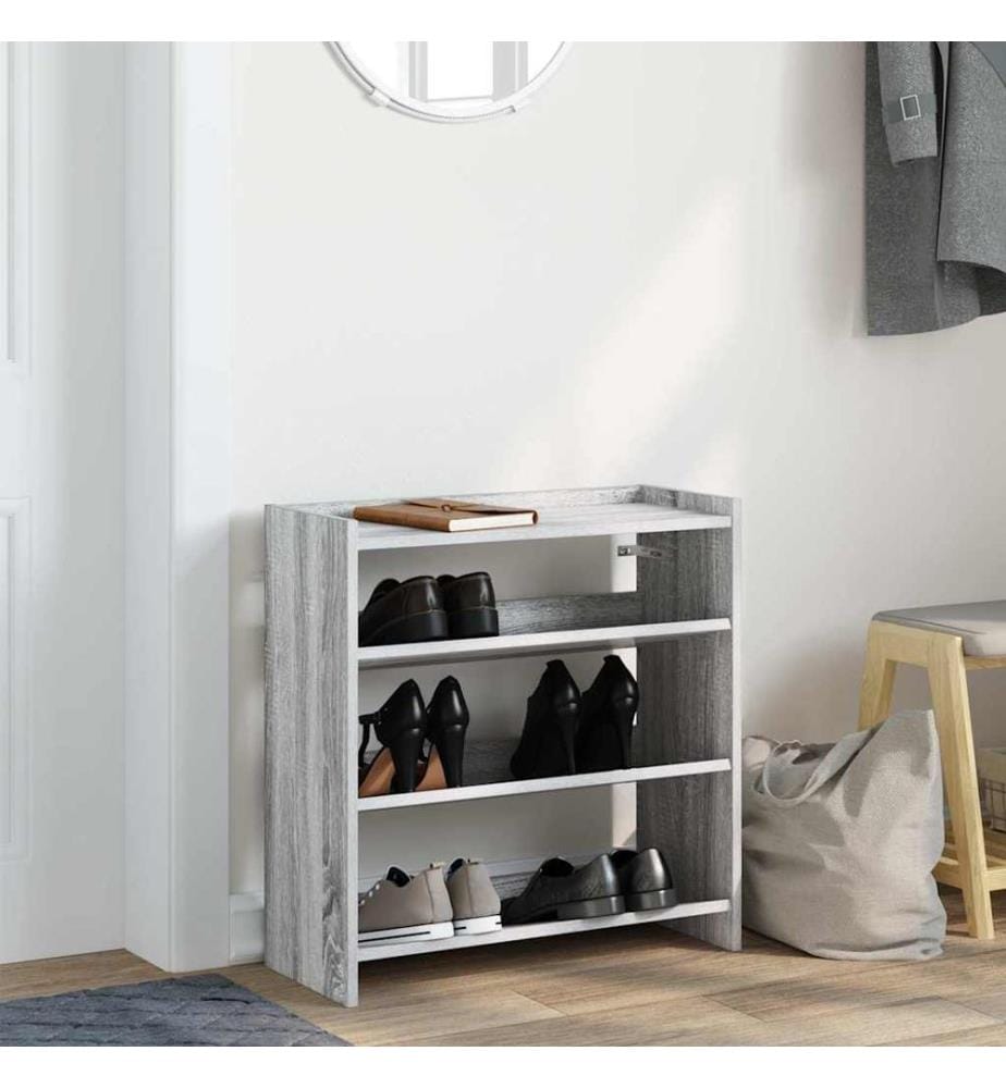 Schuhregal Grau Sonoma 60x25x62 cm Holzwerkstoff