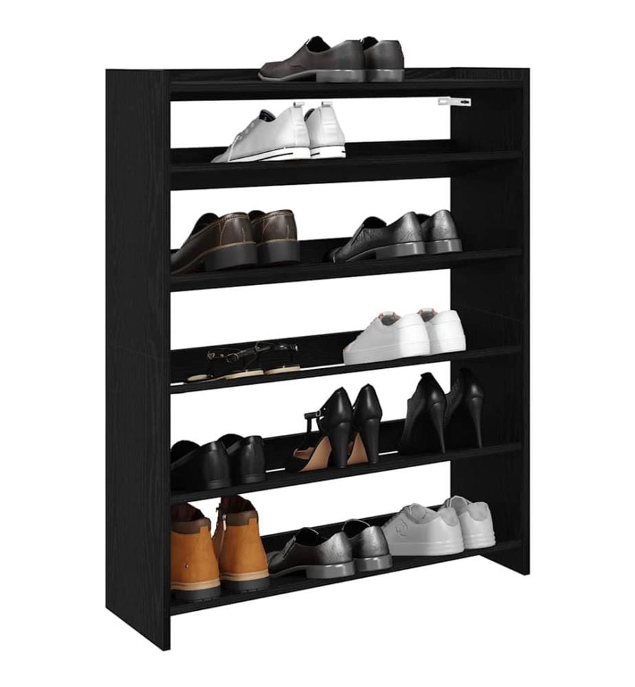 Schuhregal Schwarz 80x25x100 cm Holzwerkstoff