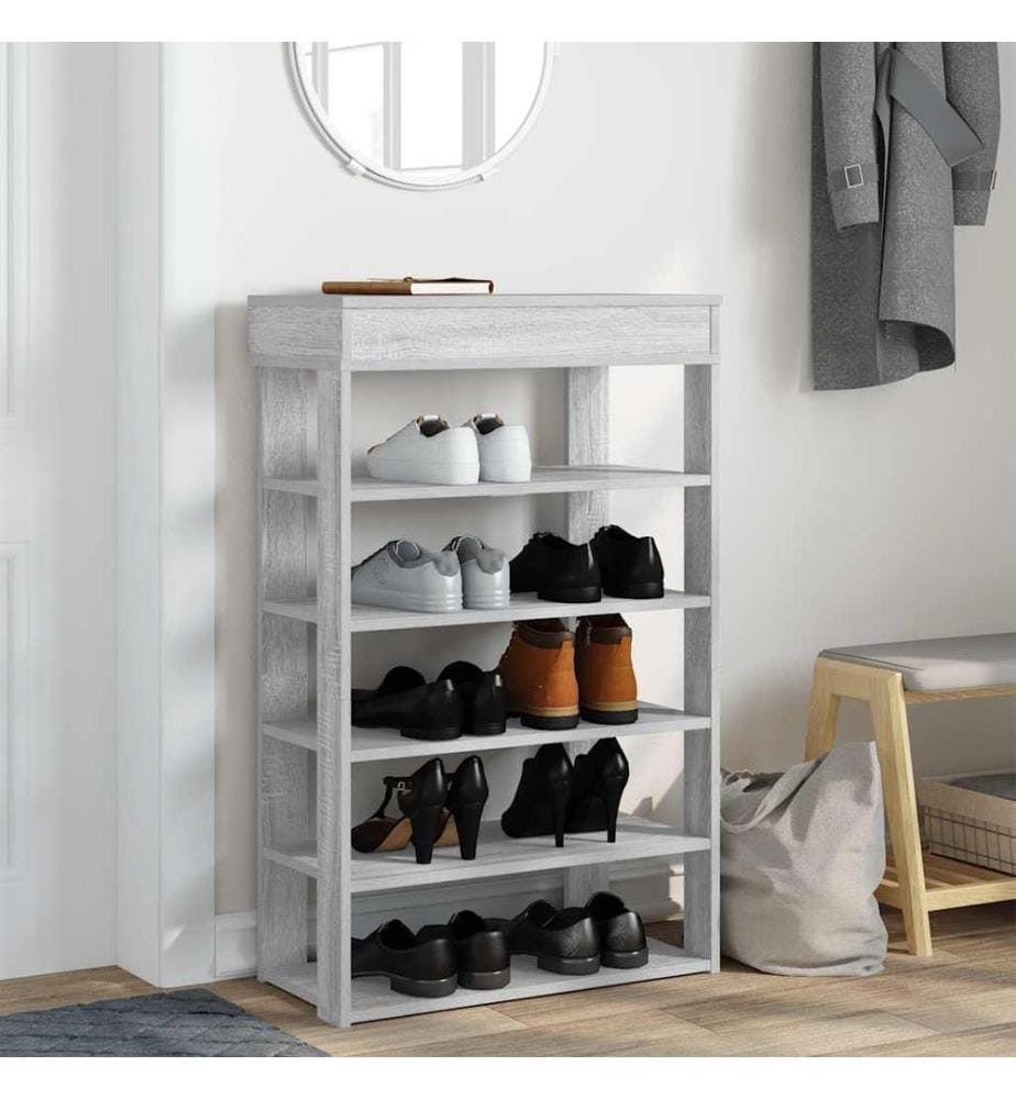 Schuhregal Grau Sonoma 60x30x98 cm Holzwerkstoff
