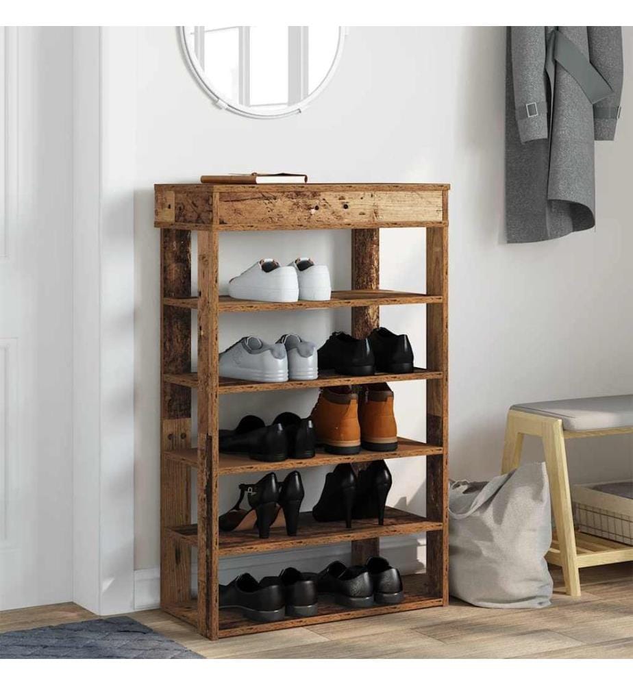 Schuhregal Altholz-Optik 60x30x98 cm Holzwerkstoff