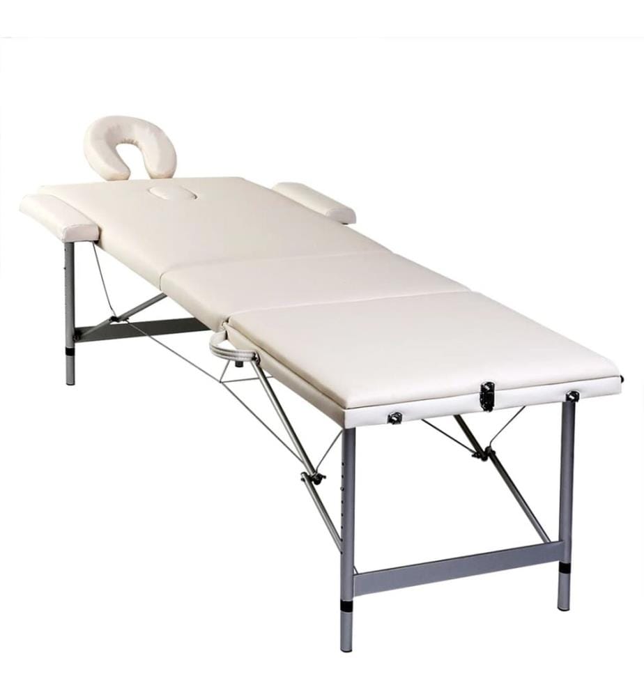 Massagetisch mit Aluminiumrahmen, faltbar 3 Zonen Creme-Weiss