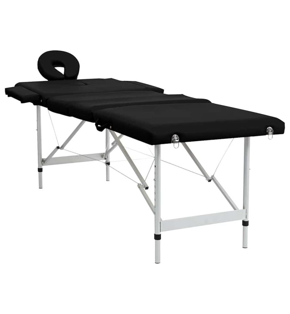 Massageliege Klappbar 4-Zonen mit Aluminiumgestell Schwarz