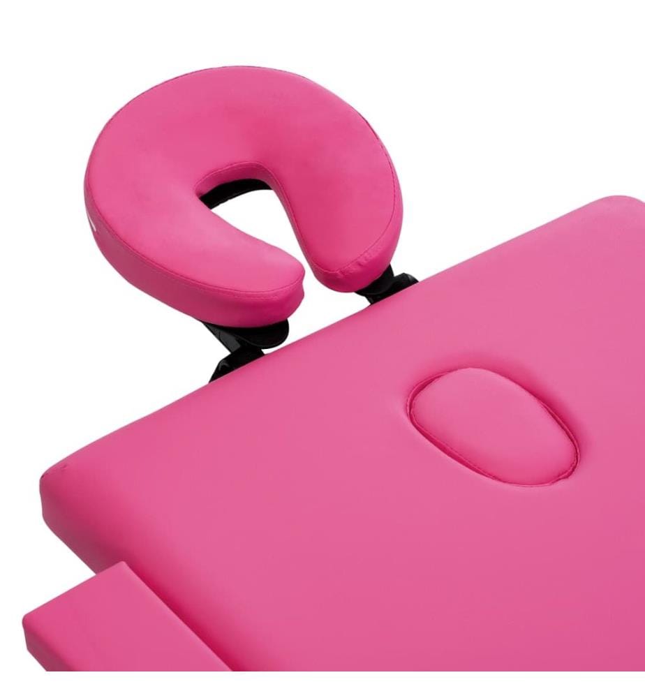Massageliege Klappbar 2-Zonen mit Holzgestell Rosa
