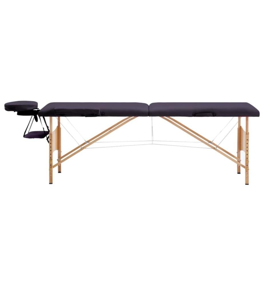 Massageliege Klappbar 2-Zonen mit Holzgestell Lila