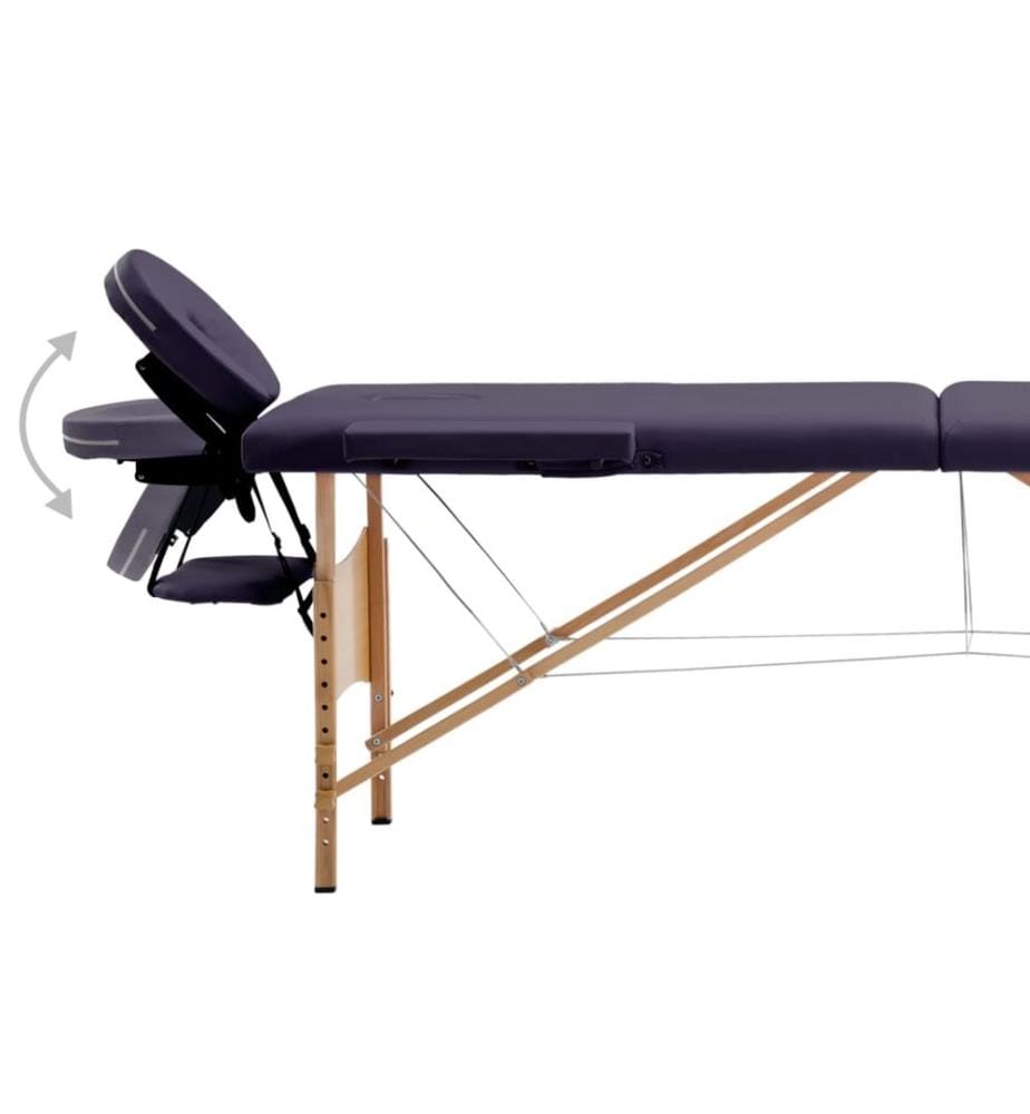 Massageliege Klappbar 2-Zonen mit Holzgestell Lila