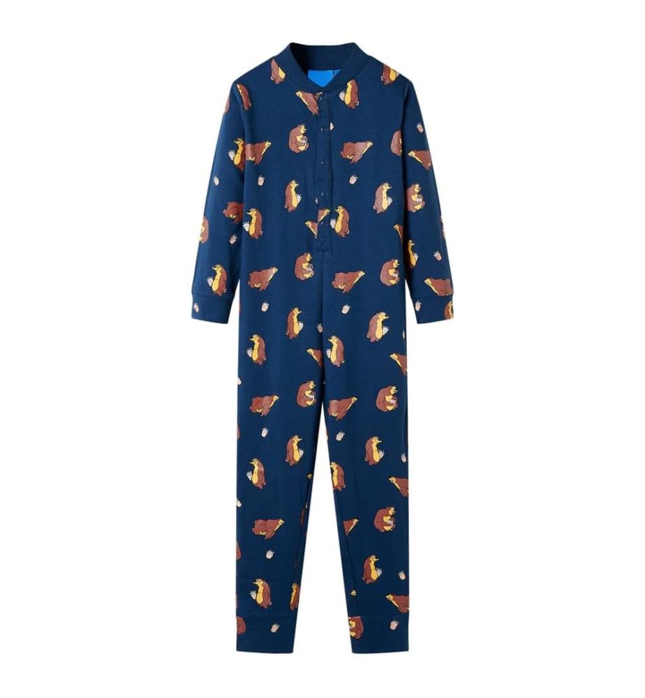 Kinder-Schlafanzug Einteiler Jeansblau 104