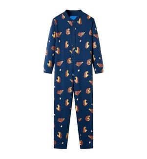 Kinder-Schlafanzug Einteiler Jeansblau 104