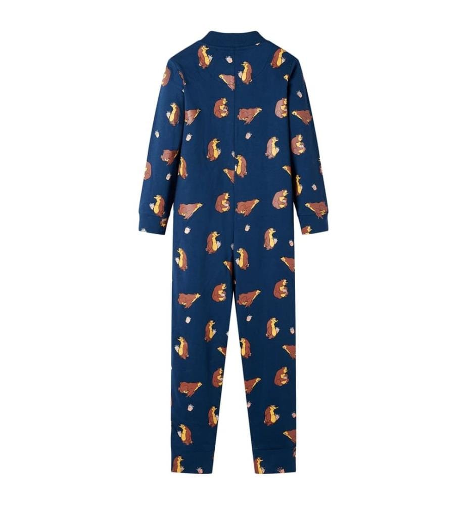 Kinder-Schlafanzug Einteiler Jeansblau 104