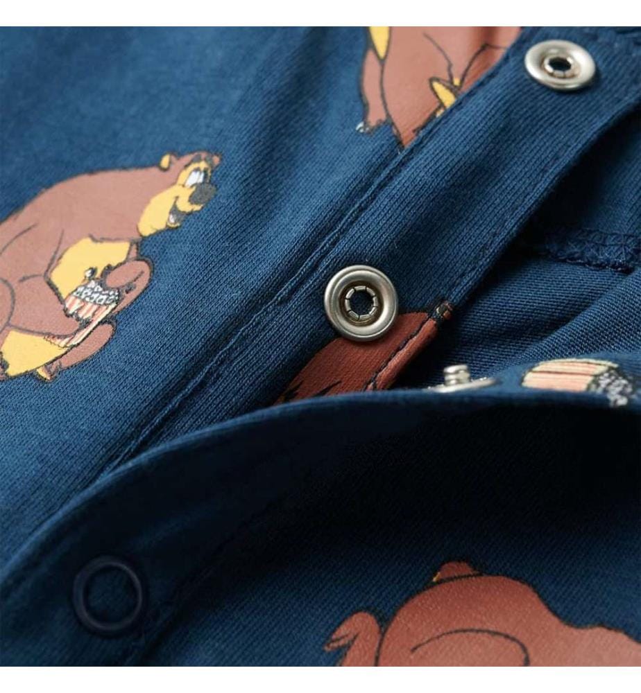 Kinder-Schlafanzug Einteiler Jeansblau 104