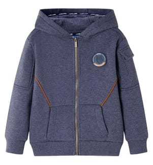 Kinder-Kapuzenpullover mit Reissverschluss Dunkelblau Melange 128