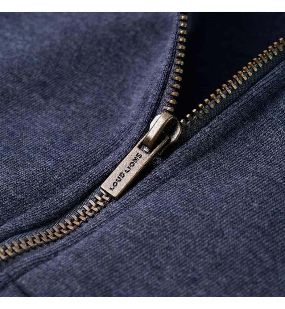 Kinder-Kapuzenpullover mit Reissverschluss Dunkelblau Melange 128