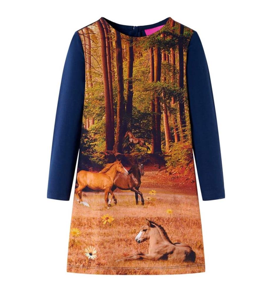 Kinderkleid mit Langen Ärmeln Marineblau 128
