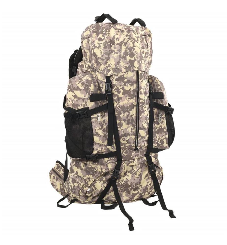 Sac à dos de randonnée marron camouflage 80 L tissu oxford