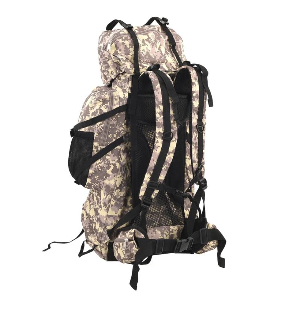 Sac à dos de randonnée marron camouflage 80 L tissu oxford
