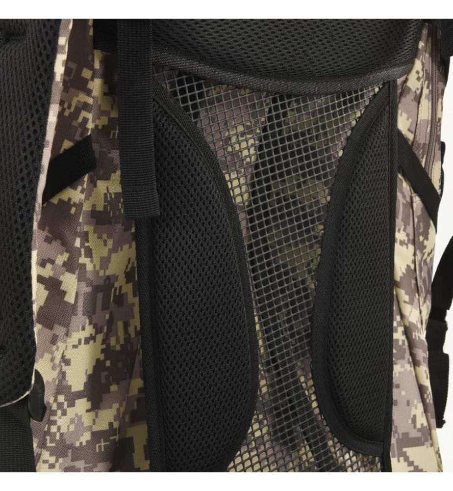 Sac à dos de randonnée marron camouflage 80 L tissu oxford
