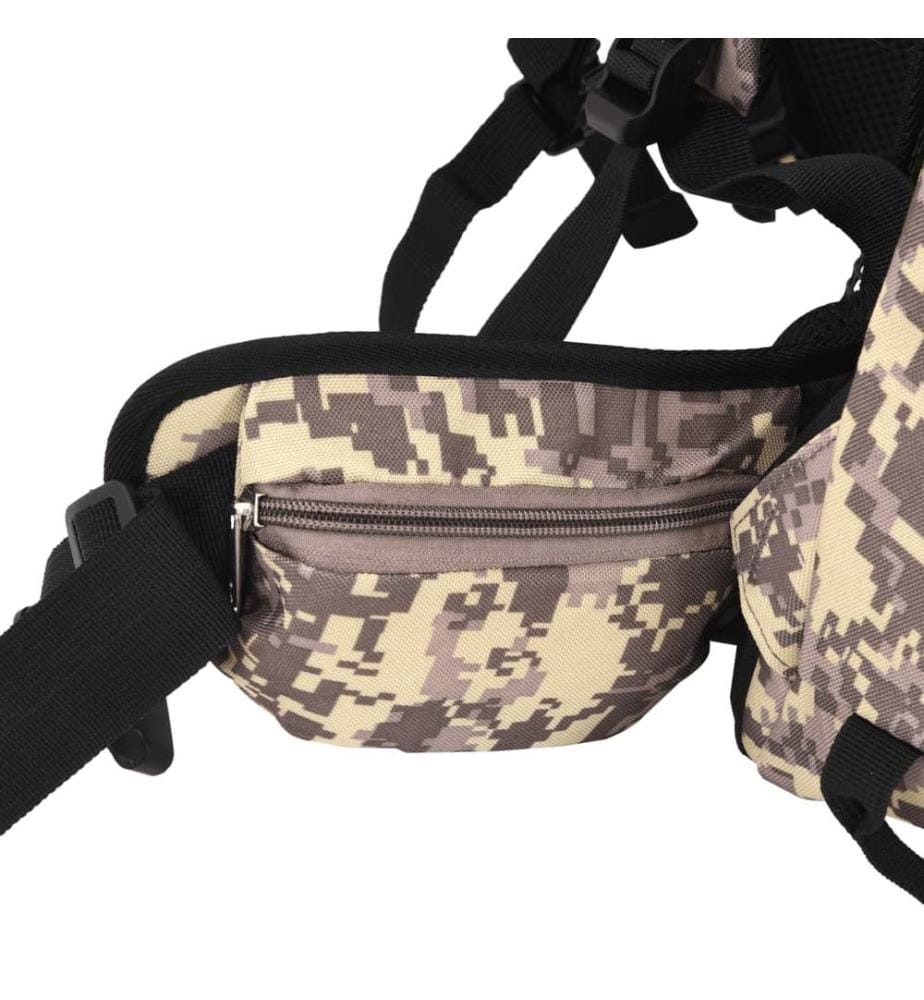 Sac à dos de randonnée marron camouflage 80 L tissu oxford