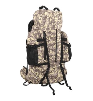 Sac à dos de randonnée marron camouflage 100 L tissu oxford