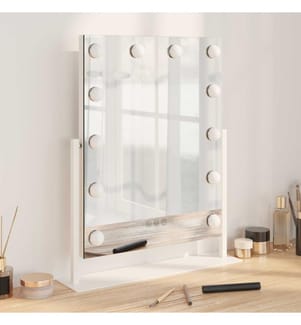 LED Schminkspiegel Weiss 44 x 10 x 53 cm Glas und Stahl