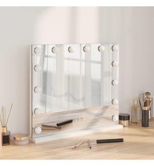 LED Schminkspiegel Weiss 50 x 10 x 44 cm Glas und Stahl
