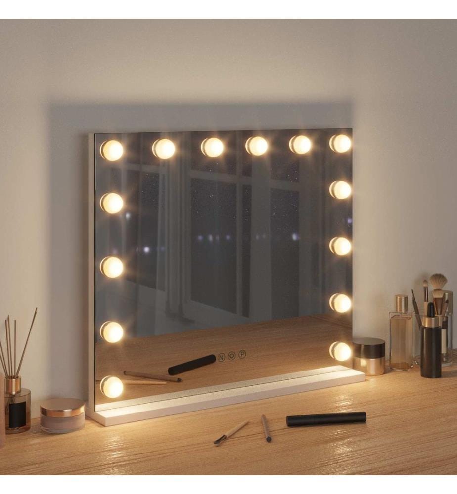 Miroir de Coiffure LED Blanc 50 x 10 x 44 cm Verre et acier
