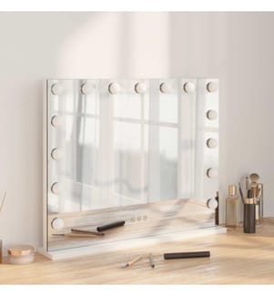 LED Schminkspiegel Weiss 58 x 10 x 47 cm Glas und Stahl