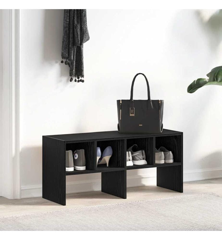 Schuhregal Stapelbar Schwarz Eichen-Optik 89,5x30x40 cm