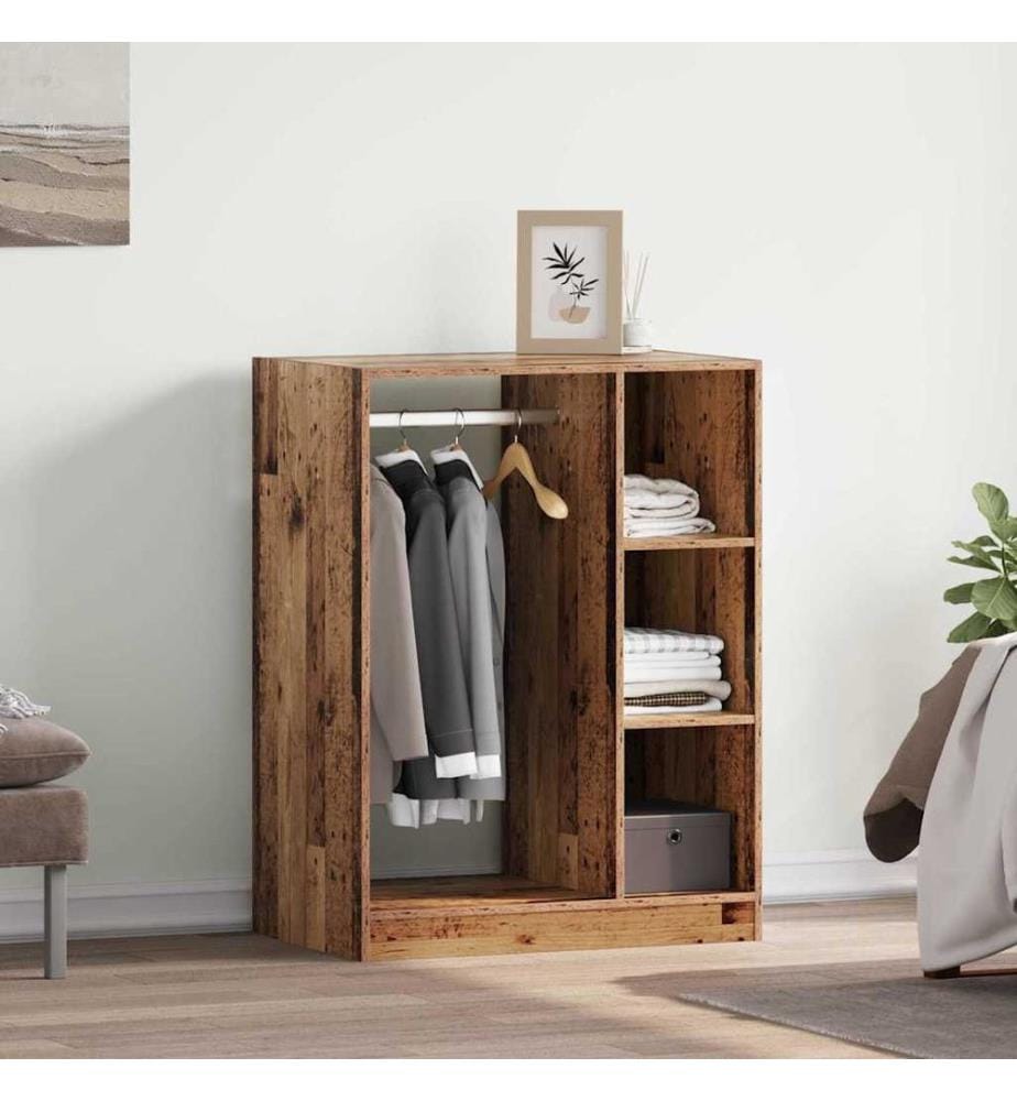 Kleiderschrank mit Regal mit Speicher Altholz 77 x 48 x 102 cm
