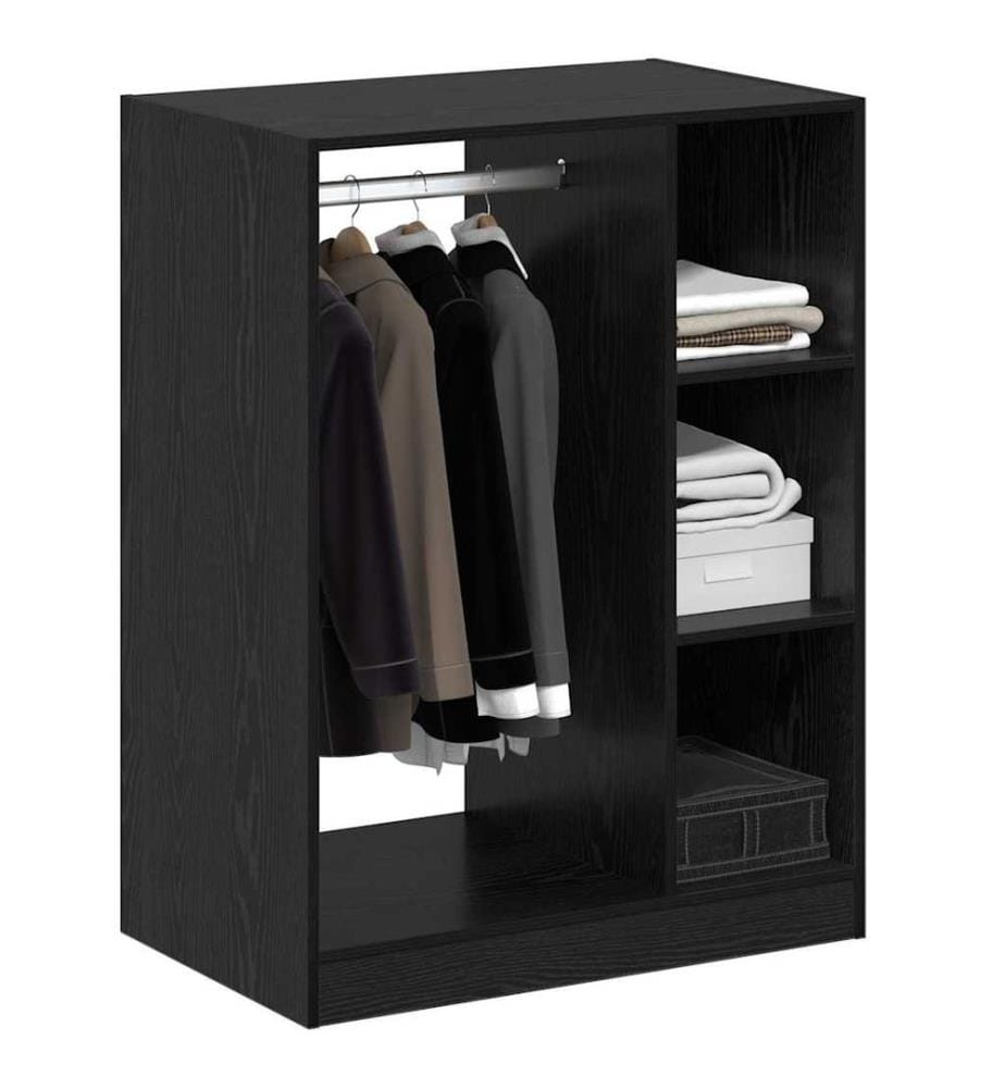 Kleiderschrank mit Regal Schwarz Eichen-Optik 77 x 48 x 102 cm