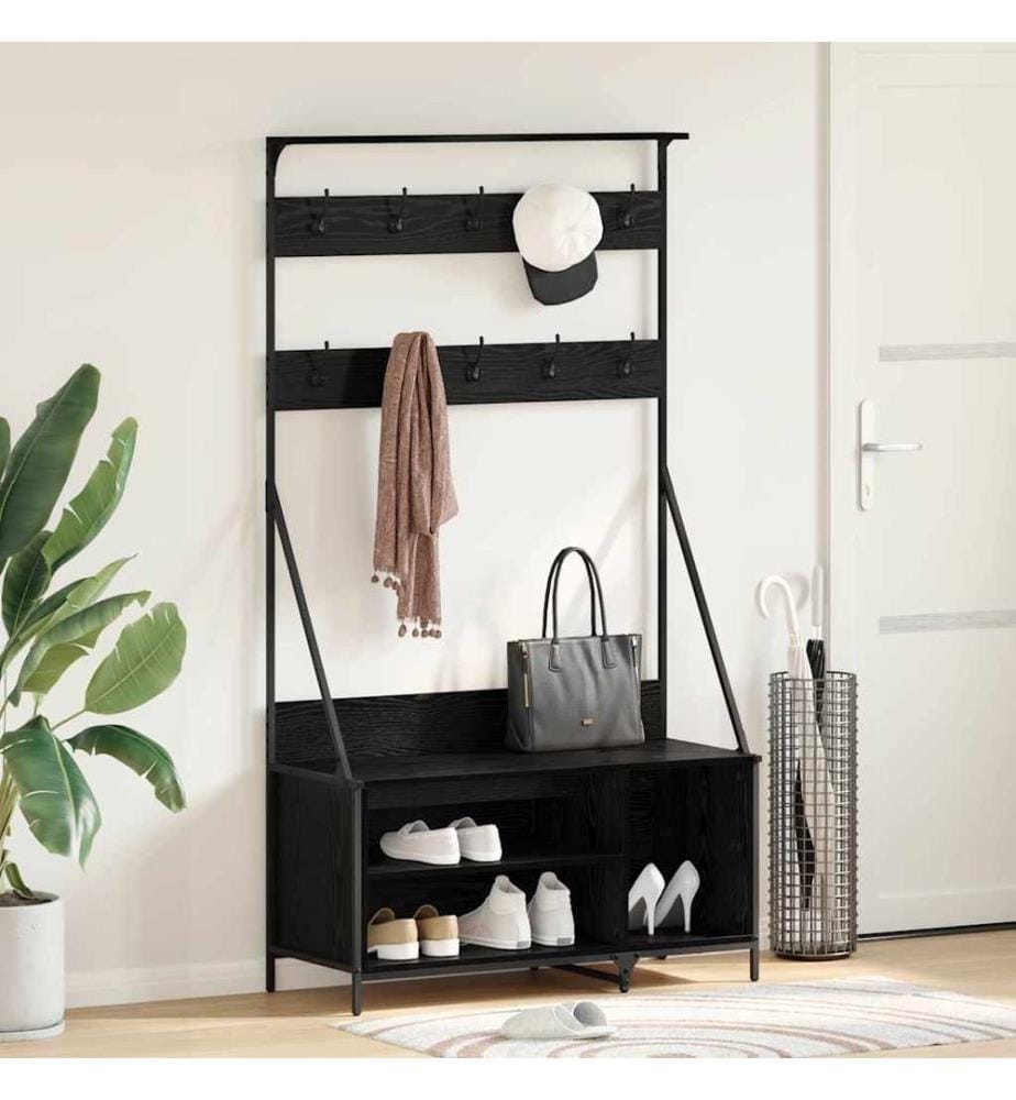 Kleiderständer mit Regal Schwarz Eichen-Optik 100 x 41 x 184 cm
