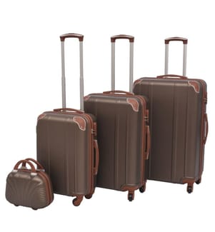 Vierteiliges Hartschalen-Trolley-Set Kaffeebraun