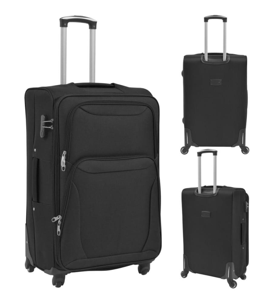 Ensemble de valises souples 3 pcs Noir