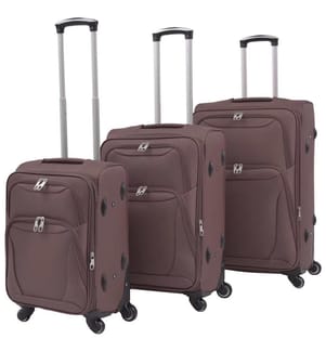 3-tlg. Weichgepäck Trolley-Set Kaffeebraun