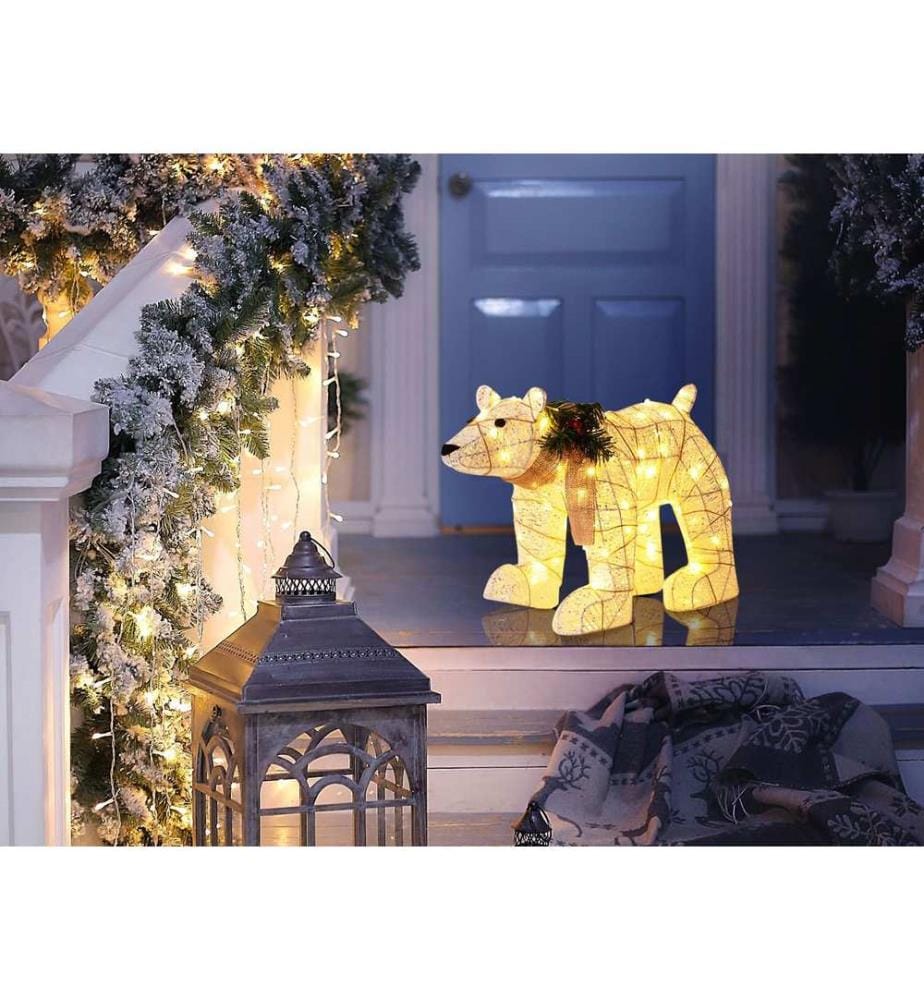 Décoration extérieure LED SIVULA Ours 34 cm Blanc