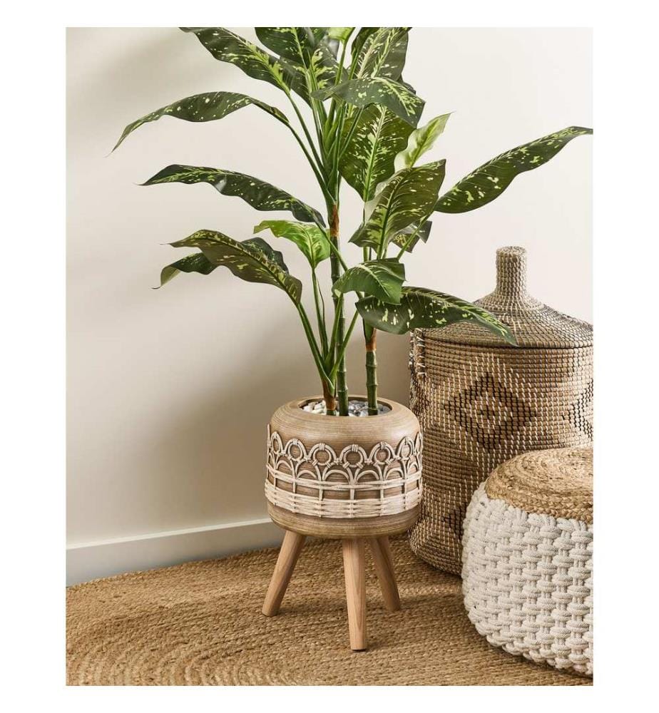 Cache-pot sur pied CYRTOMIUM 27 cm Marron clair