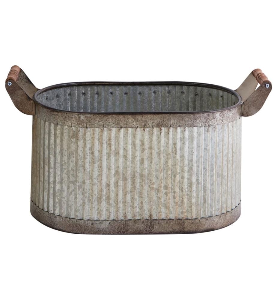 Lot de 2 pots de fleurs TULIPE Métal 31/41 cm Gris